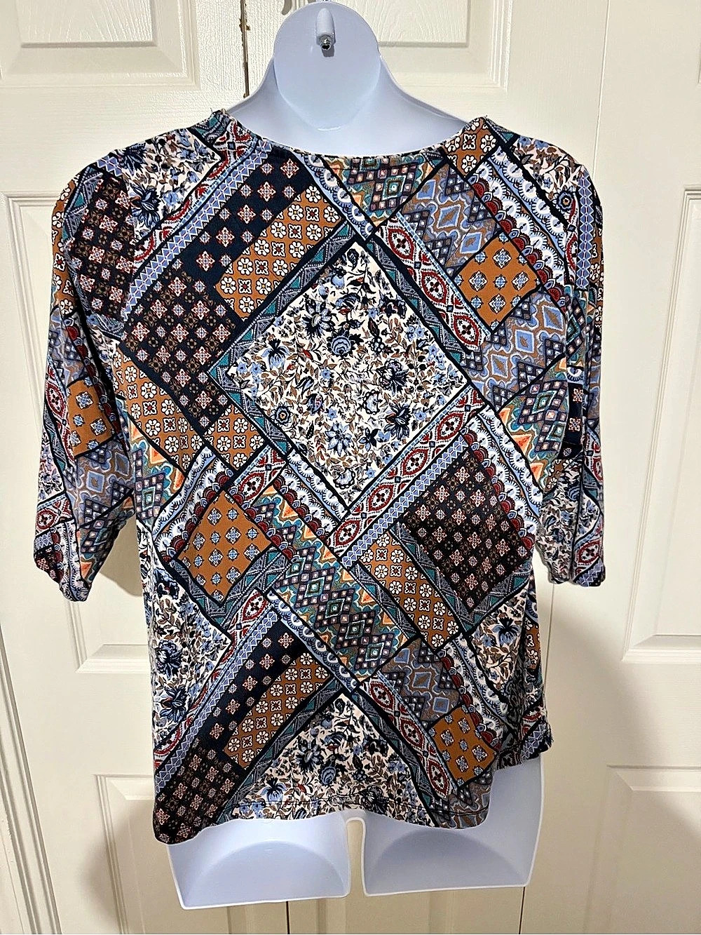 Allison Daley Geometric Print Short Sleeve Top 2x
